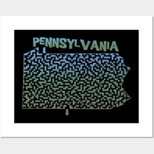 Pennsylvania State Outline Maze & Labyrinth Posters and Art